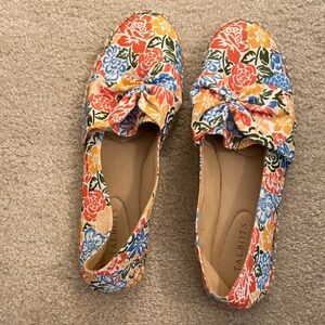 Talbots Floral Knot Slip-On Flats in Orange, Blue, Yellow & Green espadrilles